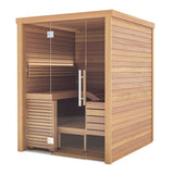 Auroom Baia Glass Indoor Sauna Kit | 2-Person Traditional Finnish Sauna with Ergonomic Bench