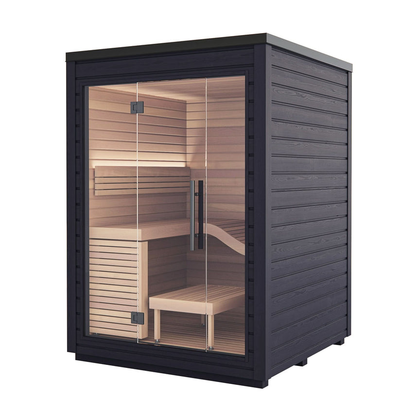 Auroom Aura 69×68 Outdoor Sauna | 2-Person Glass Front Cabin Kit