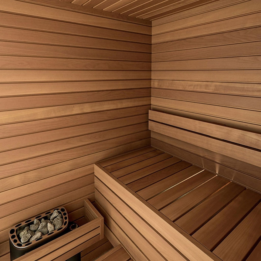 Auroom Cala Glass 59×71 Indoor Sauna Kit | 3-Person Traditional Finnish Sauna