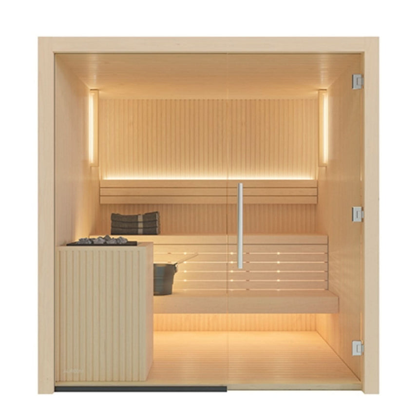 Auroom Libera 48×71 Indoor Sauna Kit | 2-Person Designer Glass-Front Finnish Sauna