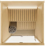 Auroom Cala Glass 59×71 Indoor Sauna Kit | 3-Person Traditional Finnish Sauna