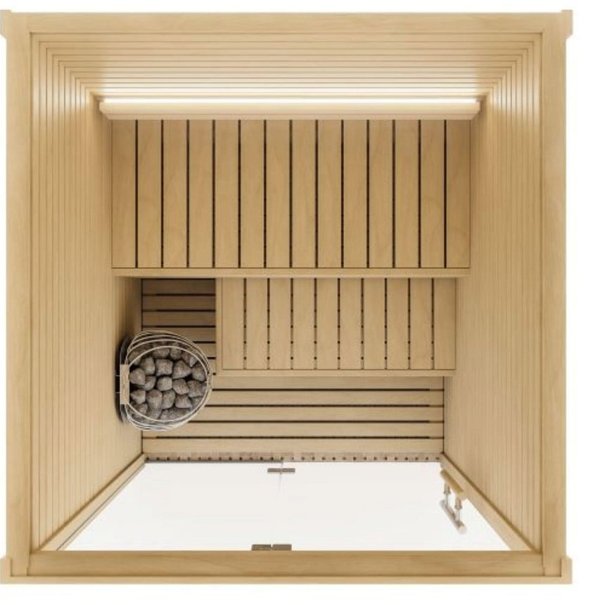 Auroom Cala Glass 59×71 Indoor Sauna Kit | 3-Person Traditional Finnish Sauna
