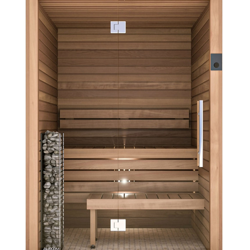 Auroom Cala Glass 59×71 Indoor Sauna Kit | 3-Person Traditional Finnish Sauna