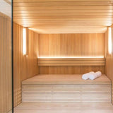 Auroom Libera Wood 59×71 Indoor Sauna Kit | 3-Person Designer Wood-Front Finnish Sauna