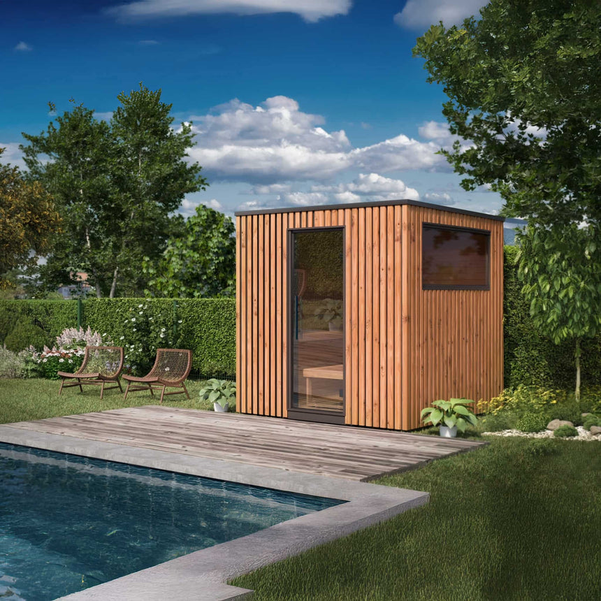 Auroom Garda 90×90 Outdoor Sauna | 6-Person Fully Assembled Cabin