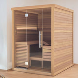 Auroom Baia Glass Indoor Sauna Kit | 2-Person Traditional Finnish Sauna with Ergonomic Bench