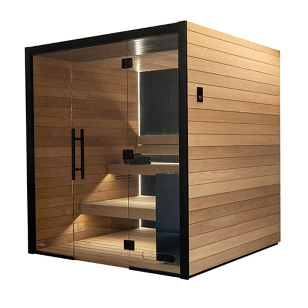 Auroom Vulcana 79×79 Indoor Sauna Kit | 4-Person Modern Finnish Sauna