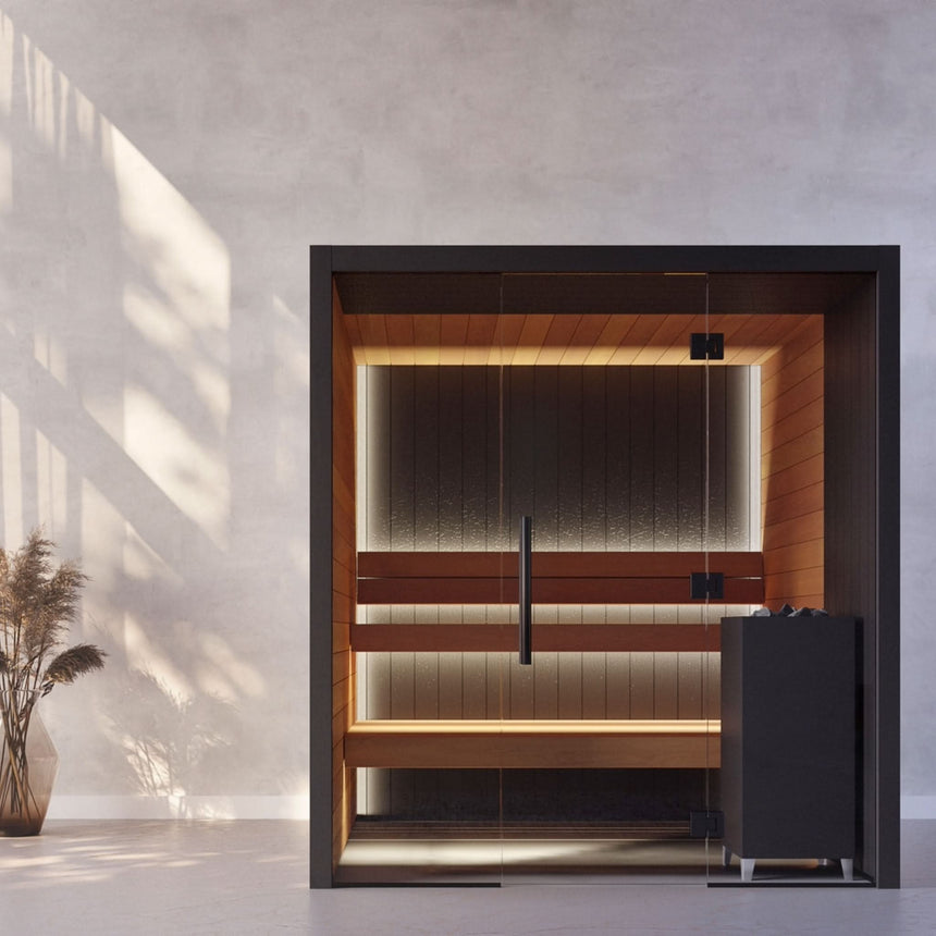 Auroom Vulcana 59×79 Indoor Sauna Kit | 3-Person Modern Finnish Sauna