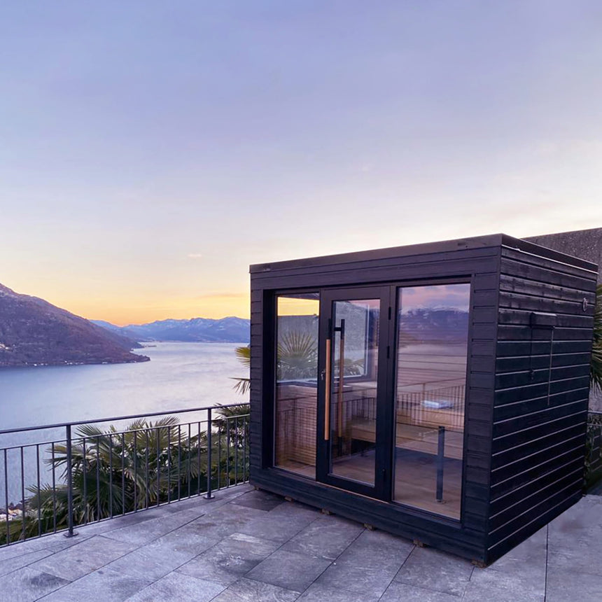 Auroom Arti 91×111 Outdoor Sauna | 5-Person Cabin with Front Terrace